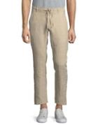 Black Brown Drawstring Linen Pants