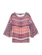 B Collection By Bobeau Printed Bell-sleeve Top