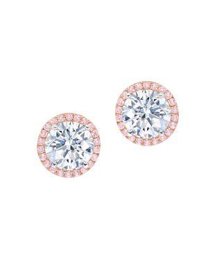 Crislu Fiore Crystal, Sterling Silver And Pure Platinum Halo Stud Earrings