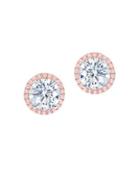 Crislu Fiore Crystal, Sterling Silver And Pure Platinum Halo Stud Earrings