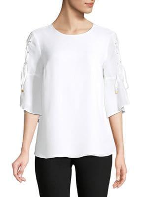 Michael Michael Kors Lace-up Three-quarter Sleeve Top