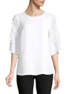 Michael Michael Kors Lace-up Three-quarter Sleeve Top
