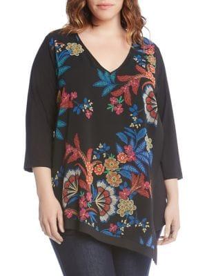 Karen Kane Plus Printed Asymmetrical Hem Top