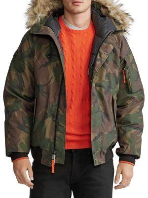 Polo Ralph Lauren Camo Faux Fur-trim Down Bomber Jacket