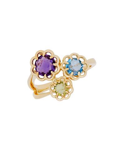 Lord & Taylor 14k Yellow Gold And Multi Stone Flower Ring