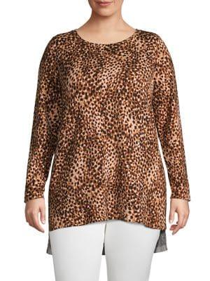 Lord & Taylor Plus Animal-print Step-hem Tunic