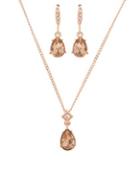 Givenchy Swarovski Crystal Pendant Necklace And Pear Earrings Set