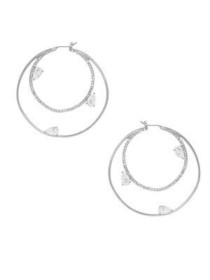 Vince Camuto Silvertone And Cubic Zirconia Drama Hoop Earrings