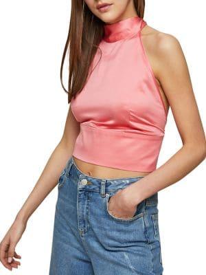 Miss Selfridge Cropped Open-back Halter Top