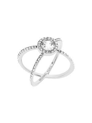 Michael Kors Modern Brilliance Crystal Double-band Ring/silvertone