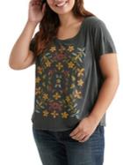 Lucky Brand Plus Floral Mosaic Graphic T-shirt