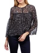 Lucky Brand Pleated Bell-sleeve Blouse