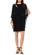 Xscape Chiffon Overlay Mini Sheath Dress