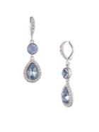 Givenchy Sapphire & Crystal Double Drop Earrings