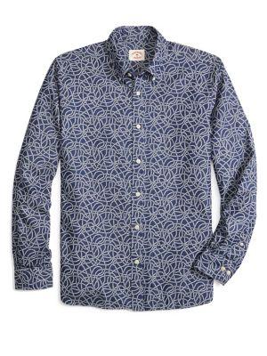 Brooks Brothers Red Fleece Printed Rope Cotton Denim Button Down