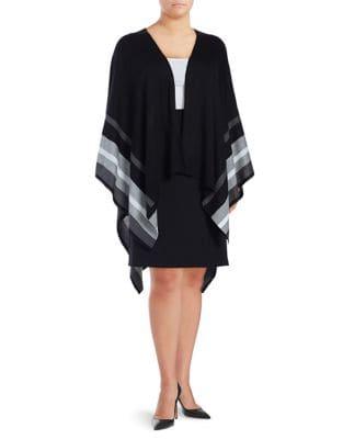 Calvin Klein Plus Plus Ruana Striped Poncho