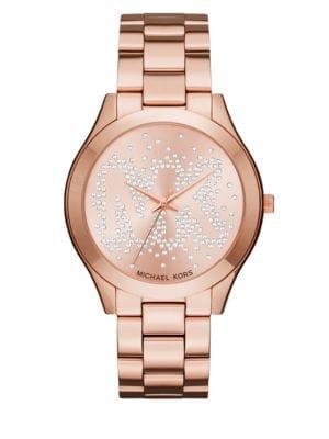 Michael Kors Slim 3591 Runway Rose Goldtone Stainless Steel Bracelet Watch