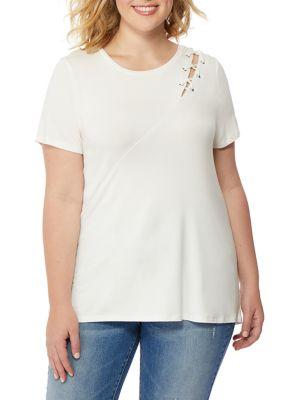Rebel Wilson X Angels Plus Laced Shoulder Tee