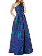Carmen Marc Valvo Infusion Floral One-shoulder Ball Gown