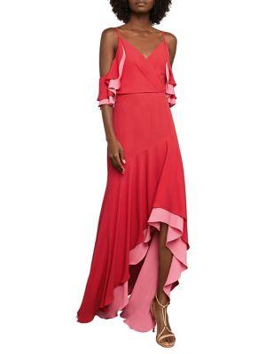 Bcbgmaxazria Surplice Hi-lo Cold-shoulder Maxi Dress