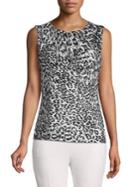 Calvin Klein Leopard-print Sleeveless Blouse