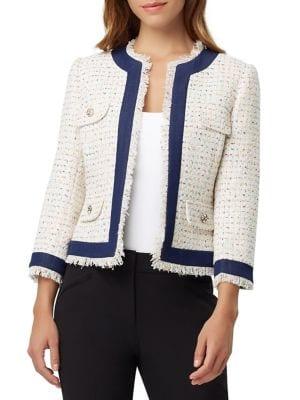 Tahari Arthur S. Levine Denim-trim Boucle Jacket