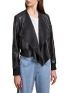 French Connection Anabelle Faux-leather Drape Jacket