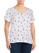 Lord & Taylor Plus Printed Cotton Tee