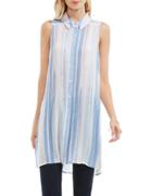 Two By Vince Camuto Paintwash-stripe Sleeveless Tunic