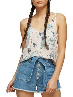 Miss Selfridge Floral Print Cut Out Apex Camisole Top