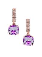 Lord & Taylor 14k Rose Gold, Diamond And Amethyst Earrings