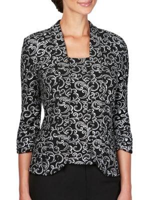 Alex Evenings Plus 2-piece Jacquard Jacket And Camisole Set