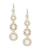 Marchesa Crystal Pave Faux Pearl Linear Drop Earrings