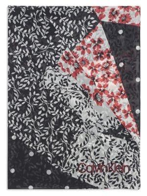 Calvin Klein Floral Patchwork Chiffon Scarf