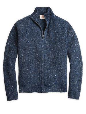 Brooks Brothers Red Fleece Donegal Full-zip Mockneck Sweater