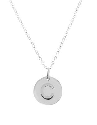 Lord & Taylor 14k White Gold C Round Pendant Necklace