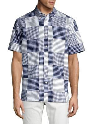 Brooks Brothers Red Fleece Patchwork Short-sleeve Button-down Shirt