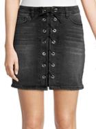 Kensie Jeans Wave Lace-up Mini Skirt