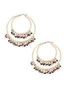 Bcbgeneration Multicolored And Beaded Gypsy Hoop Earrings
