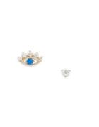 Nadri Blue Crystal And Nano Crystal Fortune Evil Mismatched Stud Earrings