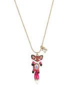 Betsey Johnson Mini Critters Fox Crystal Pendant Necklace