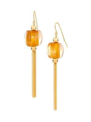 Gold And Honey Goldplated And Lucite Tassel Drop Earrings