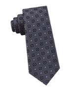 Black Brown Silk Floral Medallion Tie