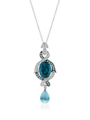 Levian Topaz And 14k White Gold Pendant Necklace