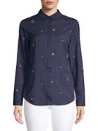 Dorothy Perkins Embroidered Cotton & Linen Button-down Shirt