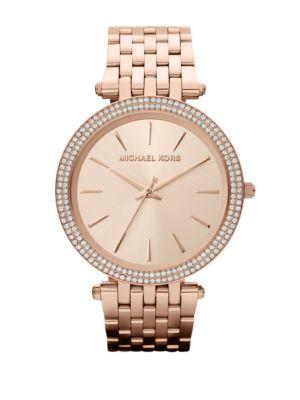 Michael Kors Darci Pave Rose Goldtone Stainless Steel Bracelet Watch