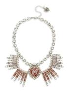 Betsey Johnson Heart & Stone Frontal Statement Necklace