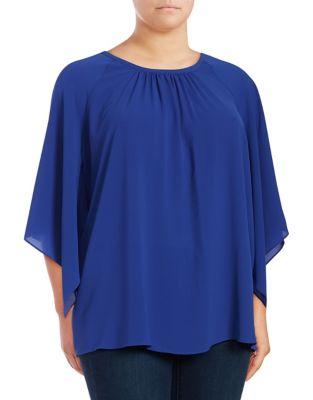 Vince Camuto Plus Roundneck Crepe Blouse