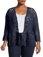 Nic+zoe Plus Fiji Waves Fringe Open Cardigan