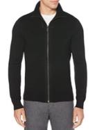 Perry Ellis Solid Rib Full Zip Long Sleeve Sweater